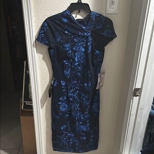 JS Collections Blue Floral Midi Dress